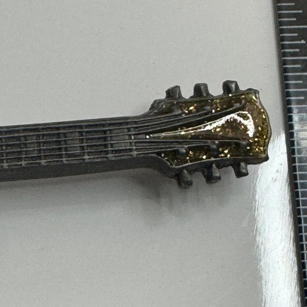 Bergamot‎ Brass Works 1987 Guitar Belt Buckle Gold Glitter Made in USA